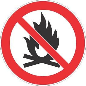 Знак безопасности " Запрещается пользоваться открытым огнем"